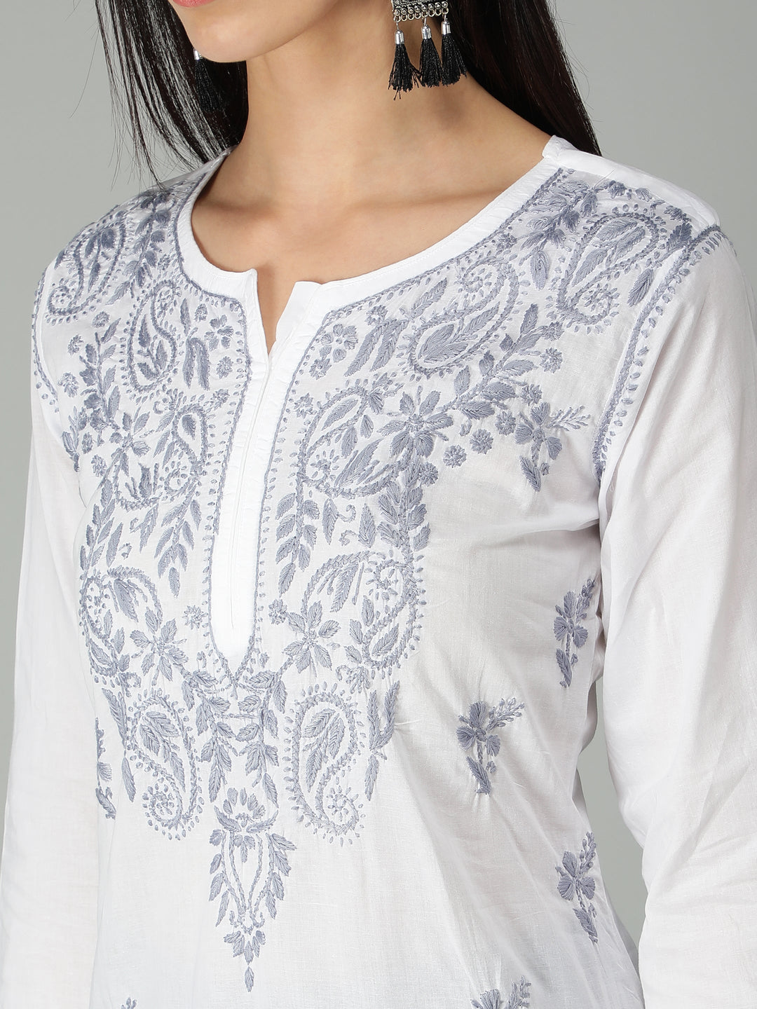 Chikankari-White-Cotton-Kurta-Kurti