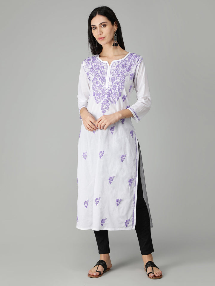 Chikankari-White-Cotton-Kurta-Kurti