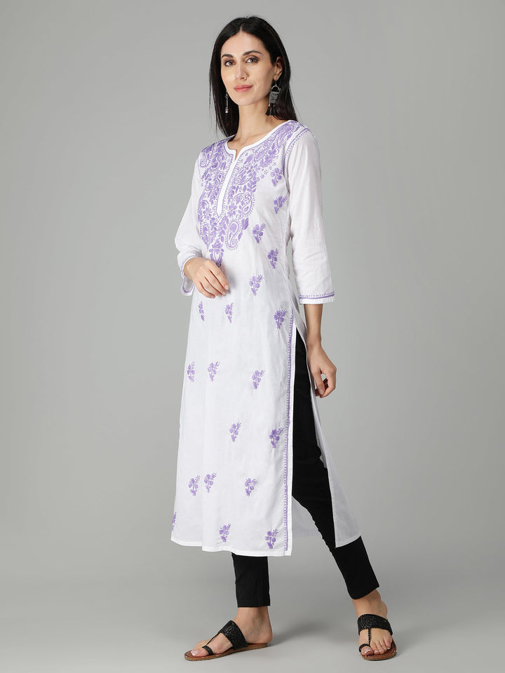 Chikankari-White-Cotton-Kurta-Kurti