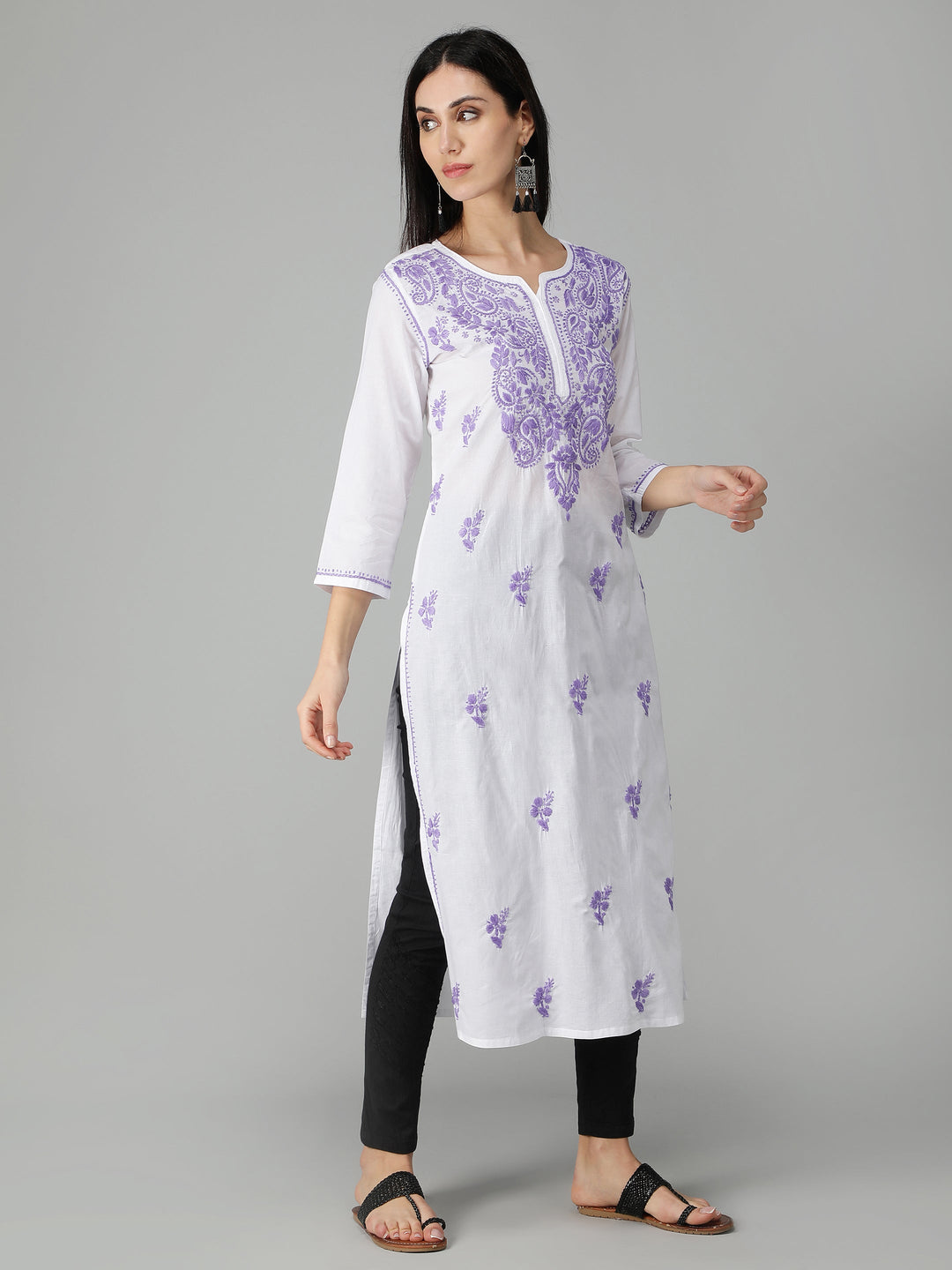 Chikankari-White-Cotton-Kurta-Kurti