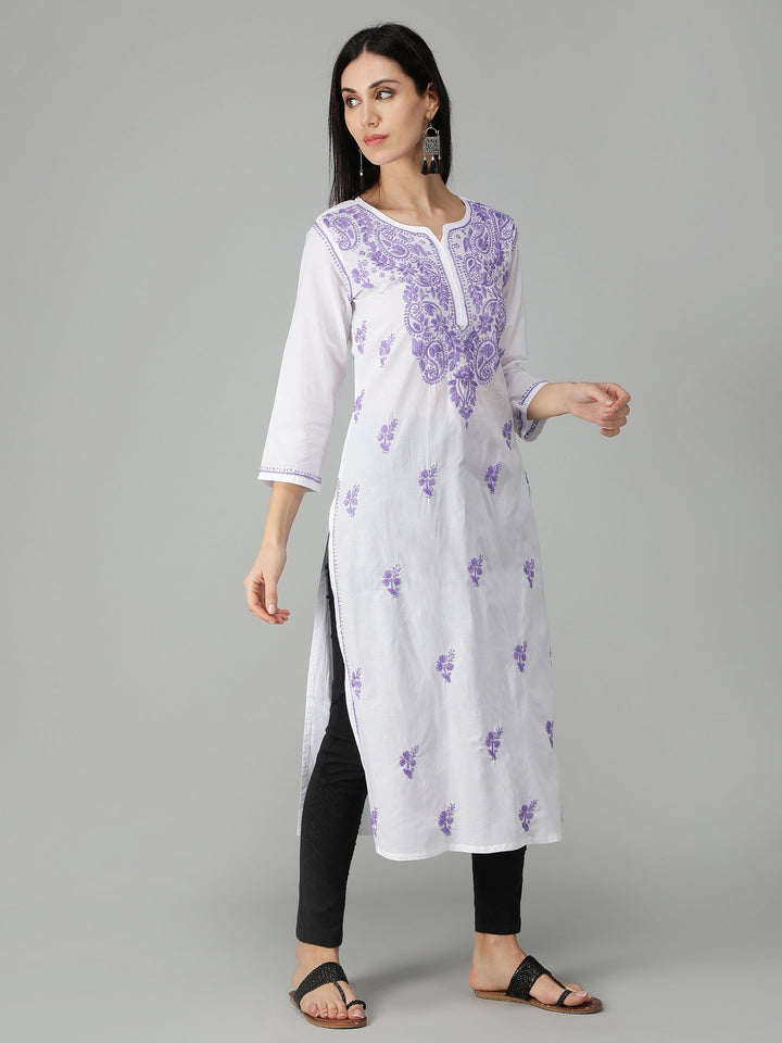 Chikankari-White-Cotton-Kurta-Kurti