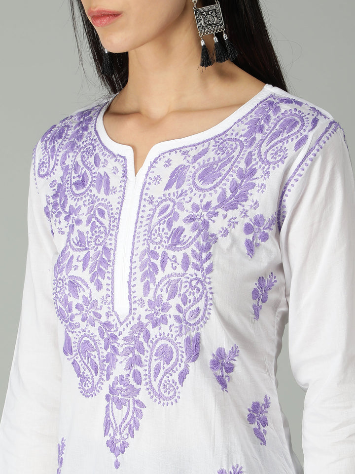 Chikankari-White-Cotton-Kurta-Kurti