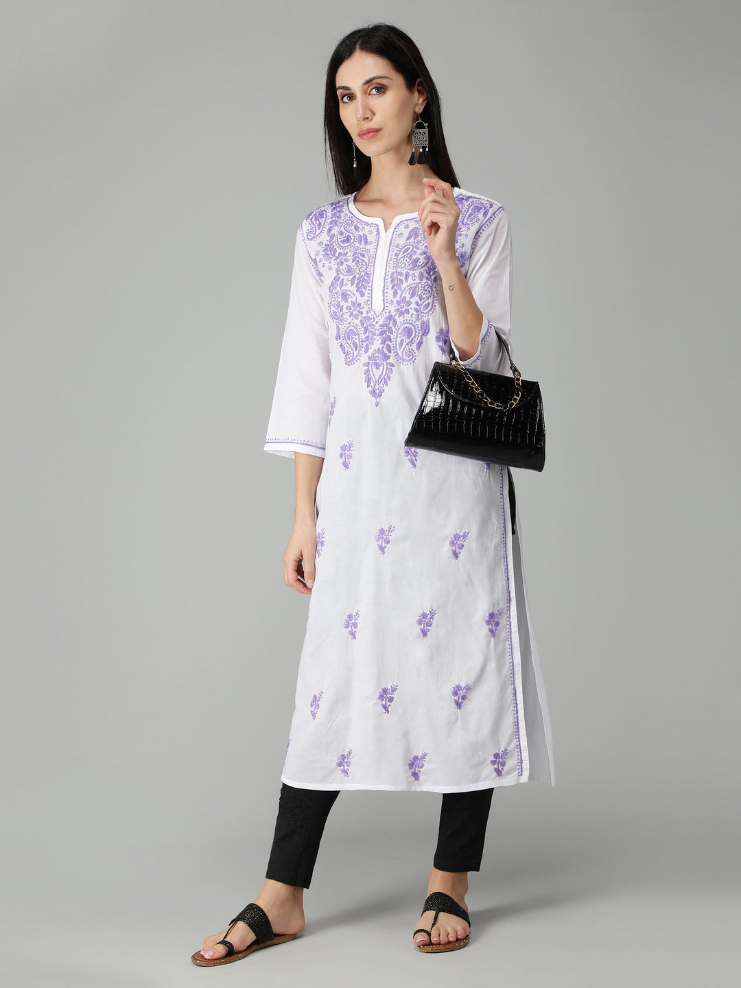 Chikankari-White-Cotton-Kurta-Kurti