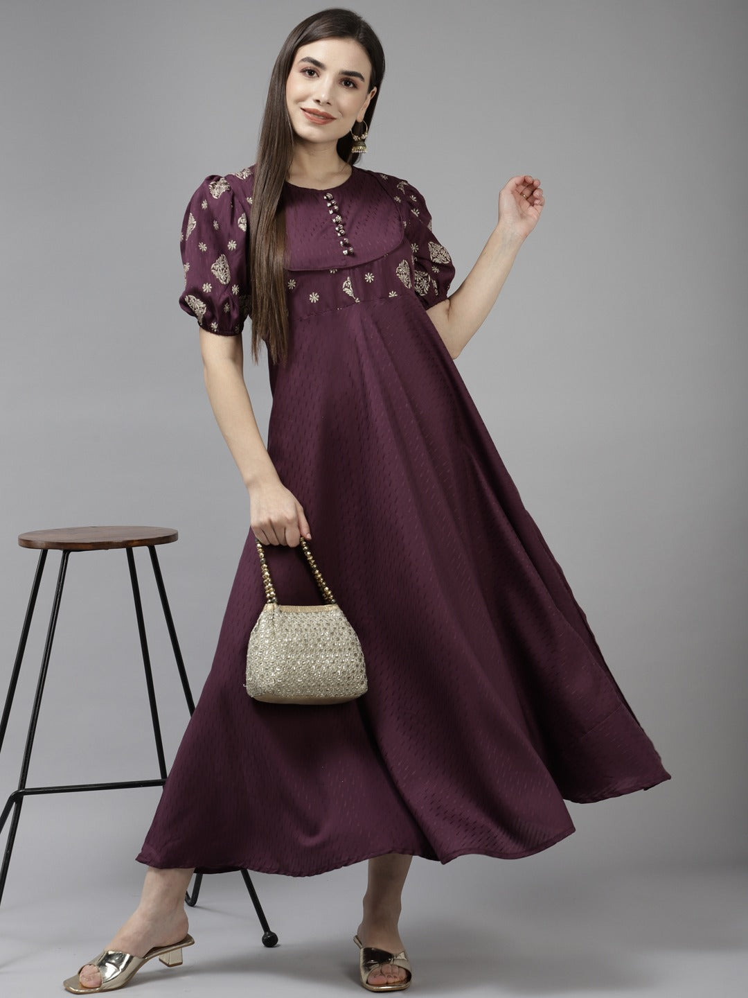 Burgundy-Viscose-Rayon-Maxi-Dress