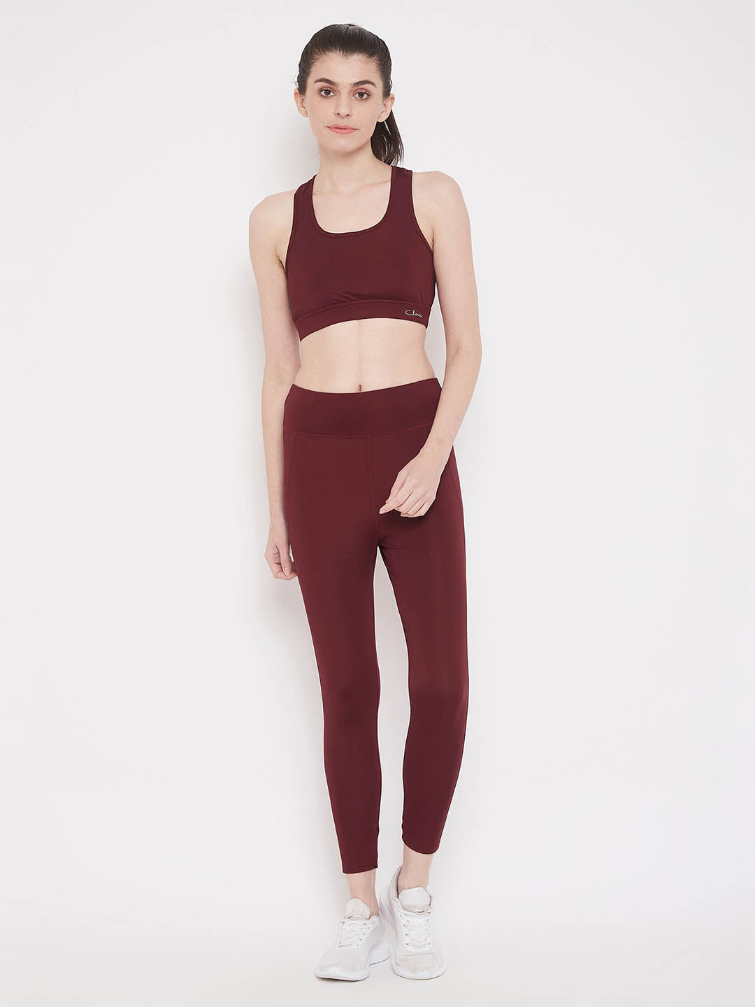 High Rise Activewear Tights In Maroon