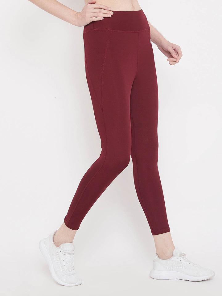 High Rise Activewear Tights In Maroon