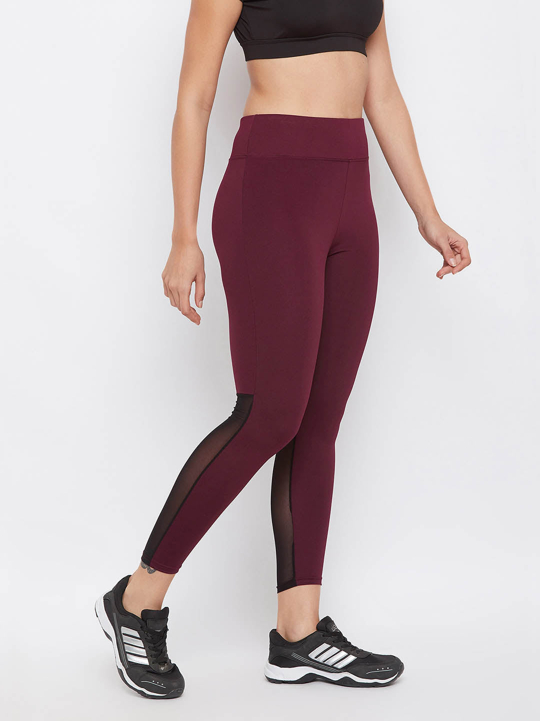 Active Ankle Length Tights In Maroon