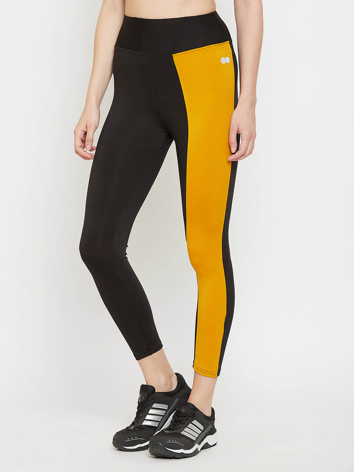 Black Active Ankle-Length Colourblock Tights