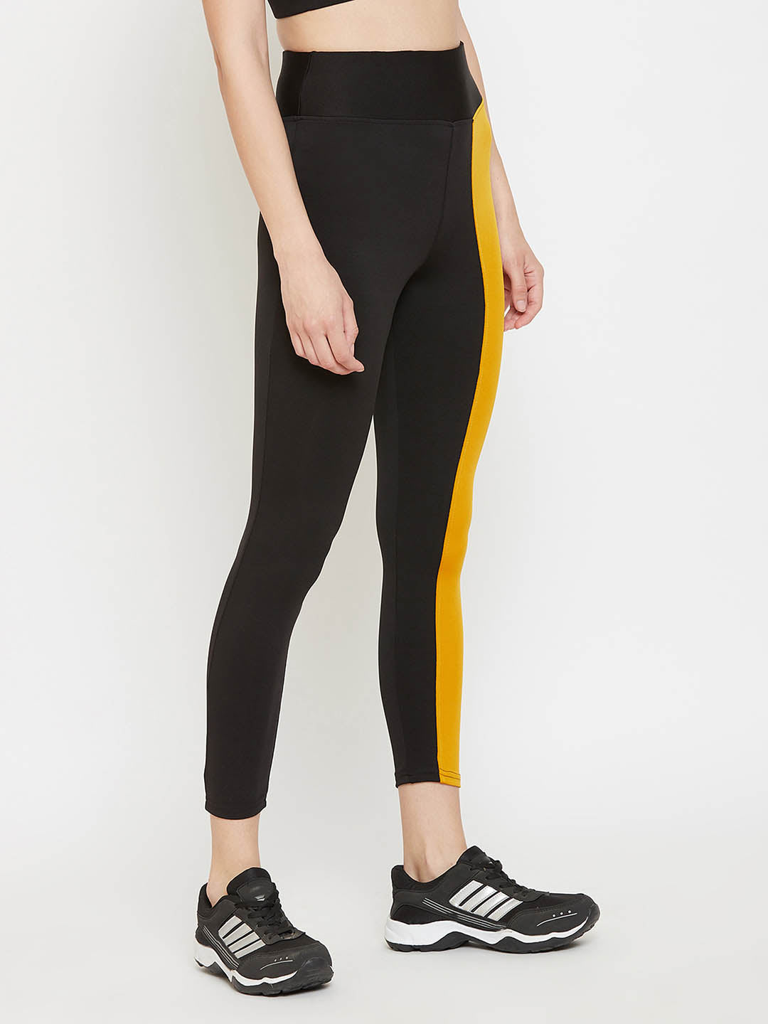 Black Active Ankle-Length Colourblock Tights