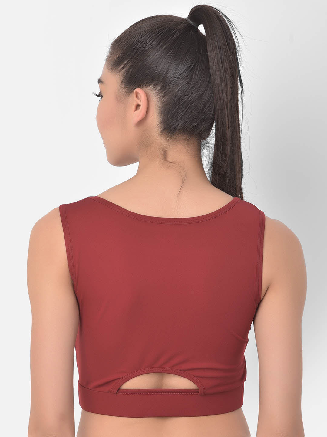 Maroon Comfort-Fit Marble Print Crop Top