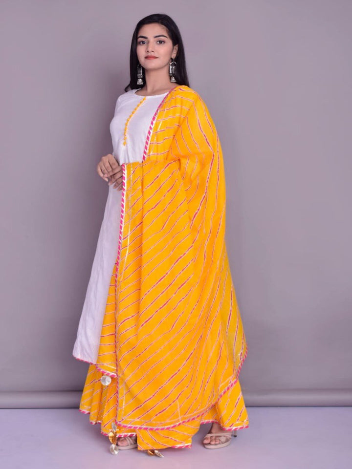 Amber Yellow Skirt Dupatta And Kurta Set