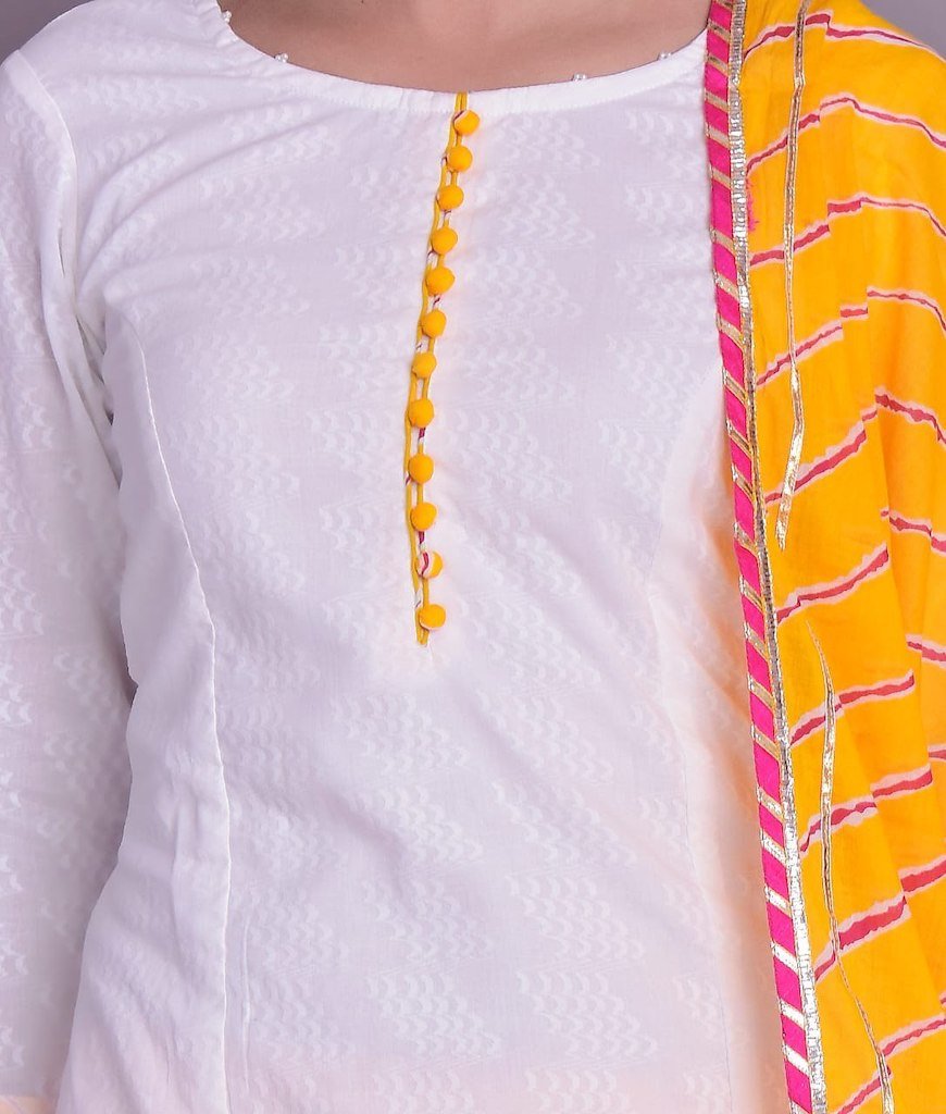 Amber Yellow Skirt Dupatta And Kurta Set