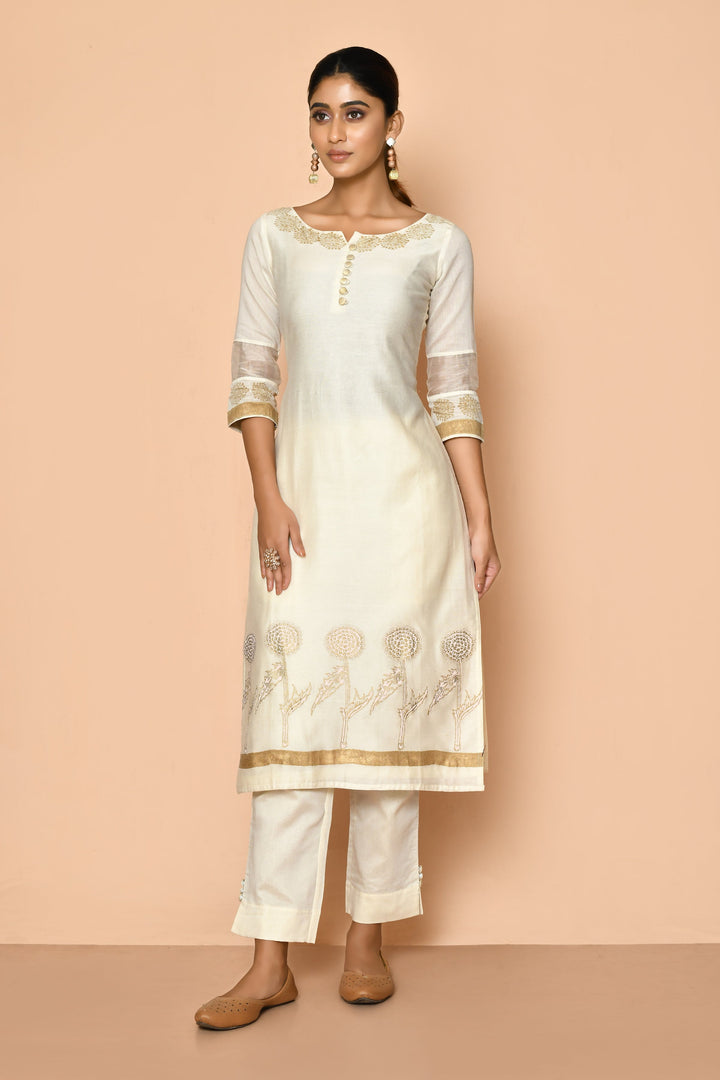 ZERESOUQ-Ayoola-Flora-Ivory-Maheshwari-Silk-Kurta-Set