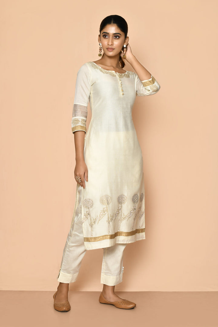 ZERESOUQ-Ayoola-Flora-Ivory-Maheshwari-Silk-Kurta-Set