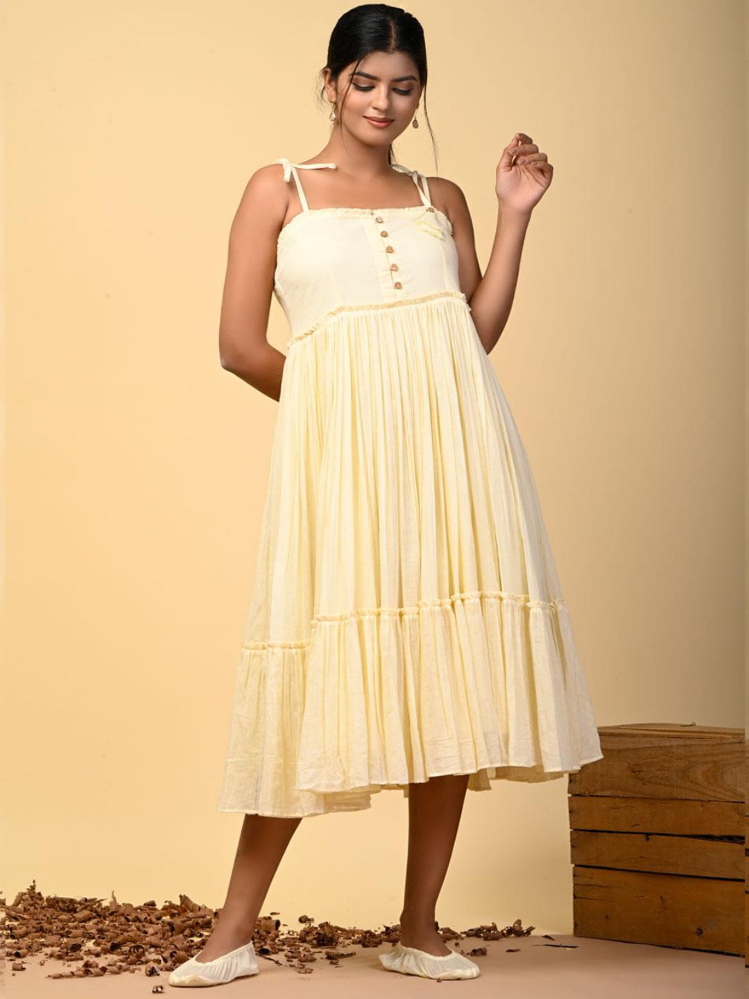 Banana-Bells-Yellow-Tiered-Dress