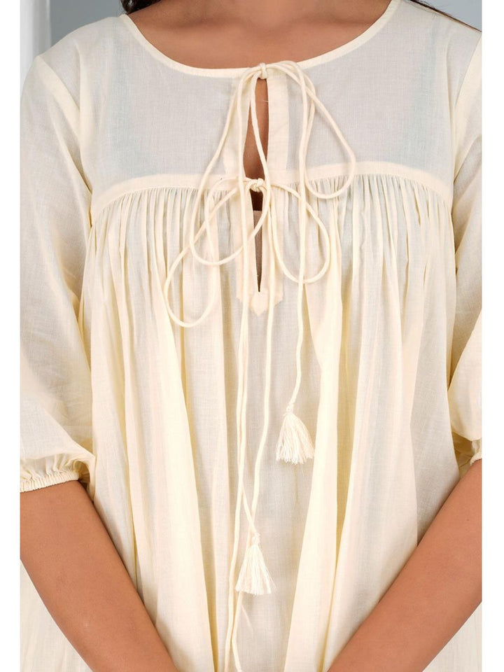 Banana Yellow Cotton Mini Tier Dress