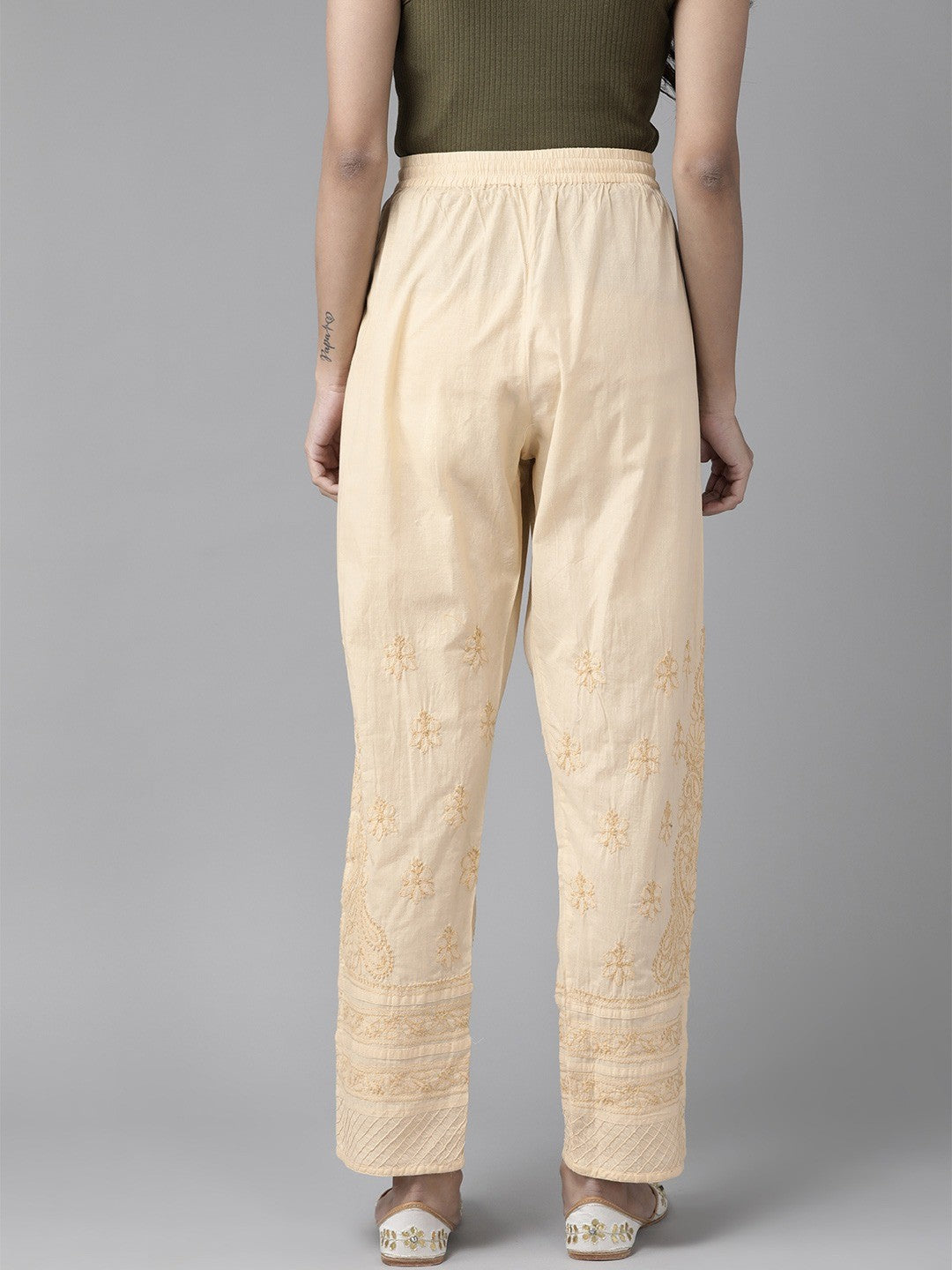 Beige-Cotton-Chikankari-Sustainable-Trousers
