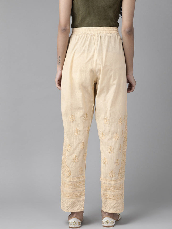 Beige-Cotton-Chikankari-Sustainable-Trousers