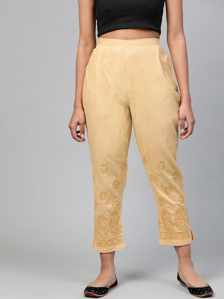 Beige-Lucknow-Chikankari-Sustainable-Trousers