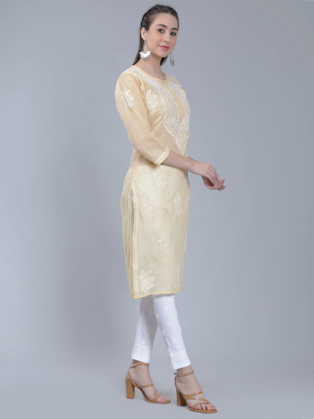 Beige-Terivoile-Cotton-Chikankari-Kurta