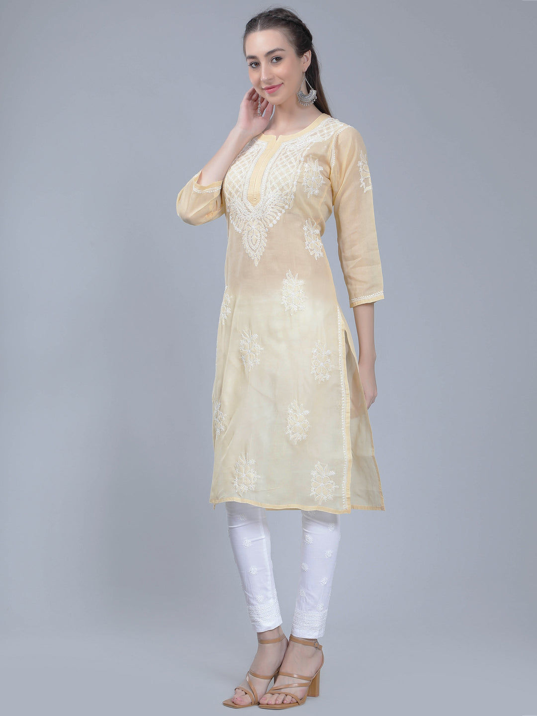 Beige-Terivoile-Cotton-Chikankari-Kurta