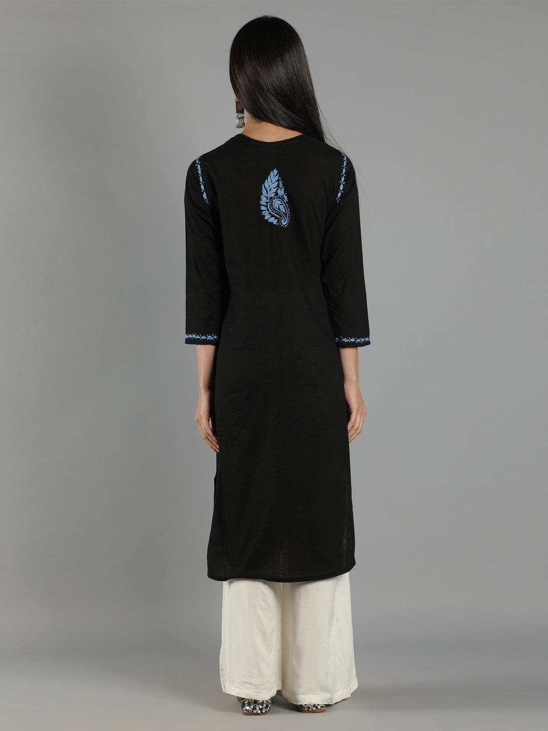 Black-Cotton-Embroidered-Chikankari-Kurta