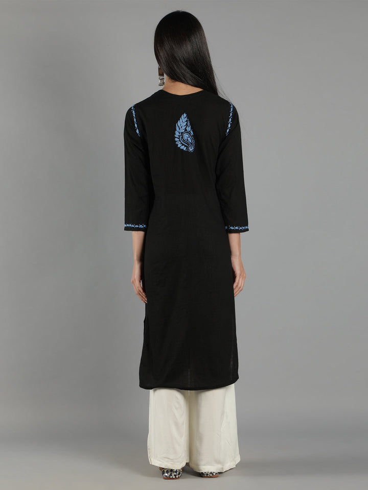 Black-Cotton-Embroidered-Chikankari-Kurta