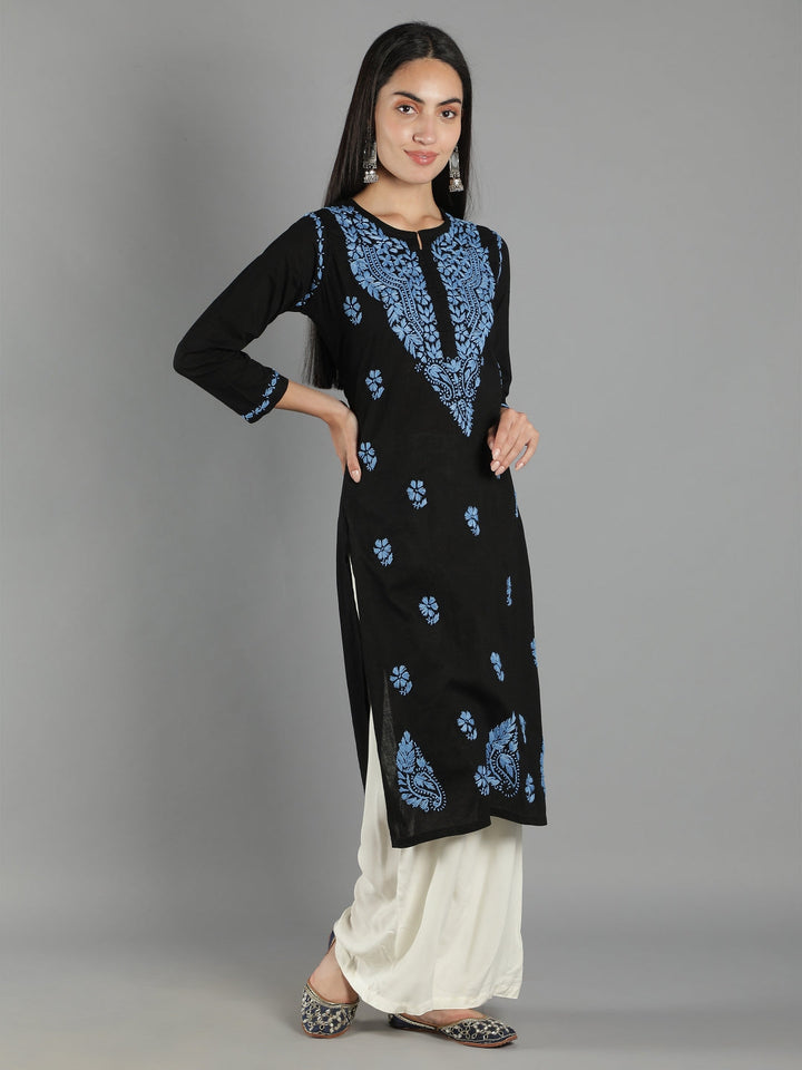 Black-Cotton-Embroidered-Chikankari-Kurta