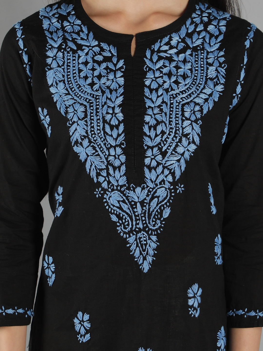 Black-Cotton-Embroidered-Chikankari-Kurta