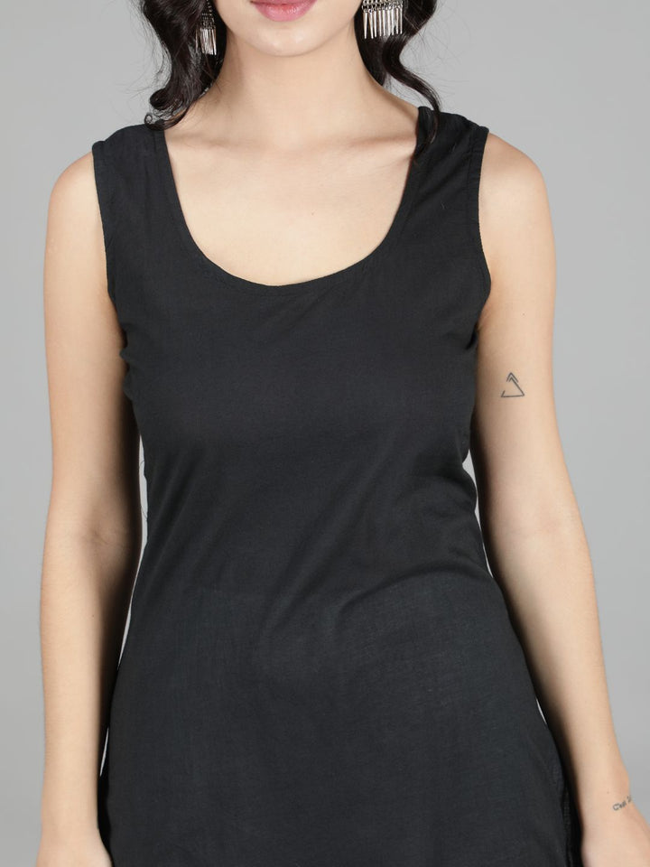 Black Cotton Long Slip for Chikankari Kurta
