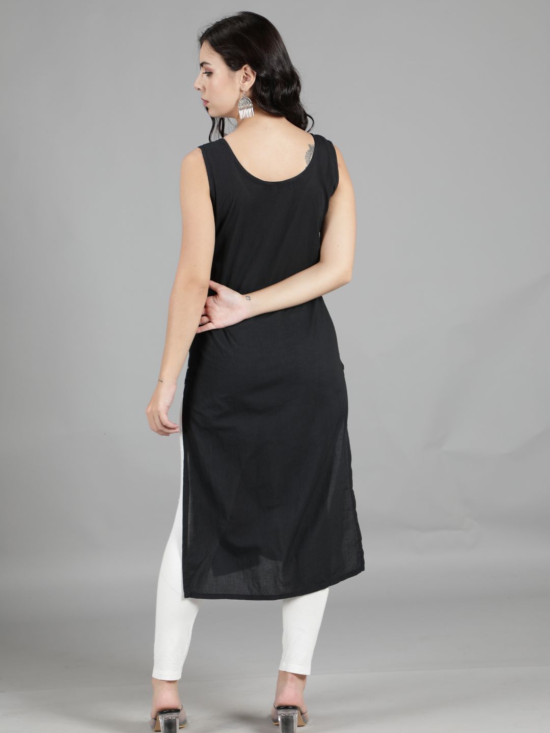 Black Cotton Long Slip for Chikankari Kurta