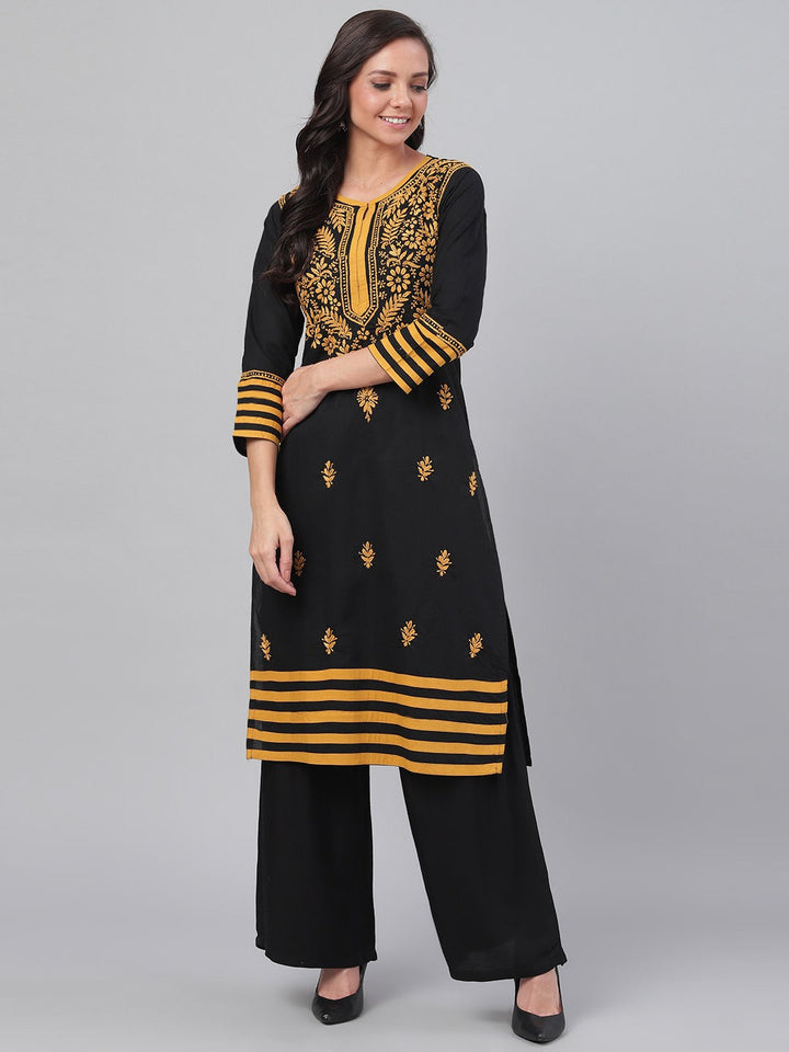 Black-Cotton-Lucknowi-Chikan-Kurta-Only