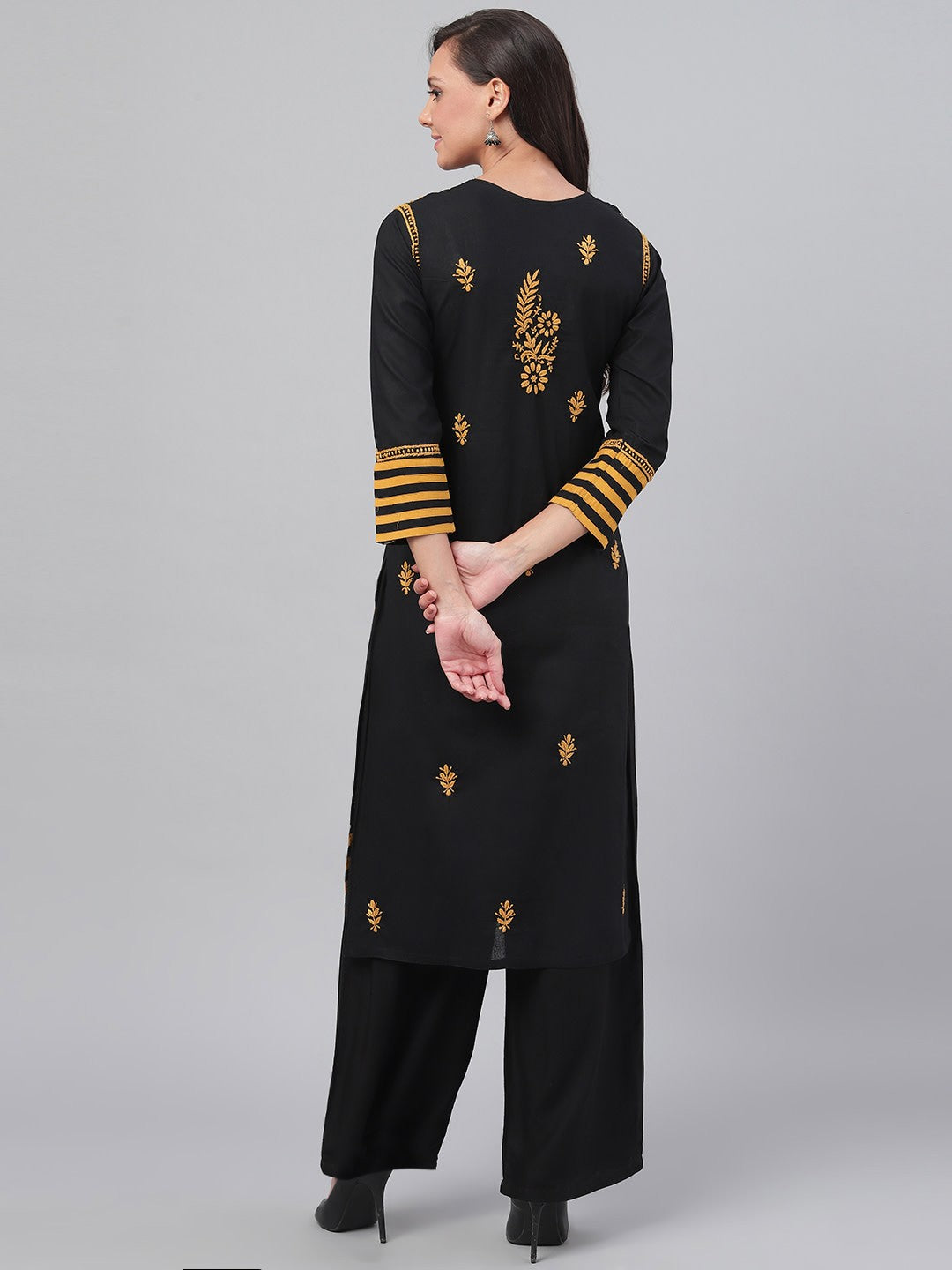 Black-Cotton-Lucknowi-Chikan-Kurta-Only