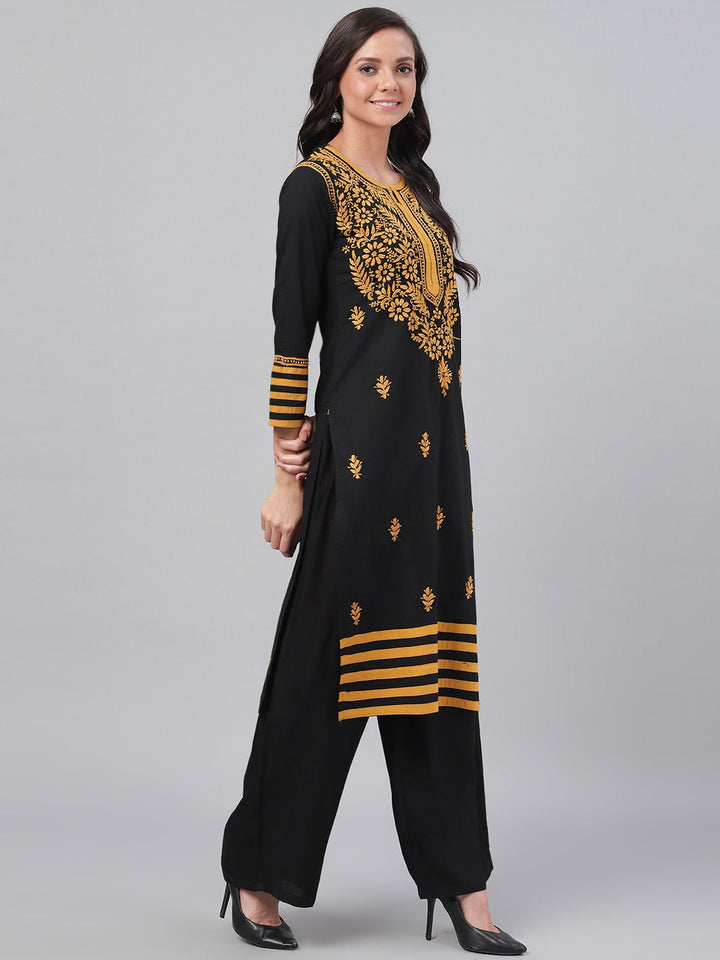 Black-Cotton-Lucknowi-Chikan-Kurta-Only
