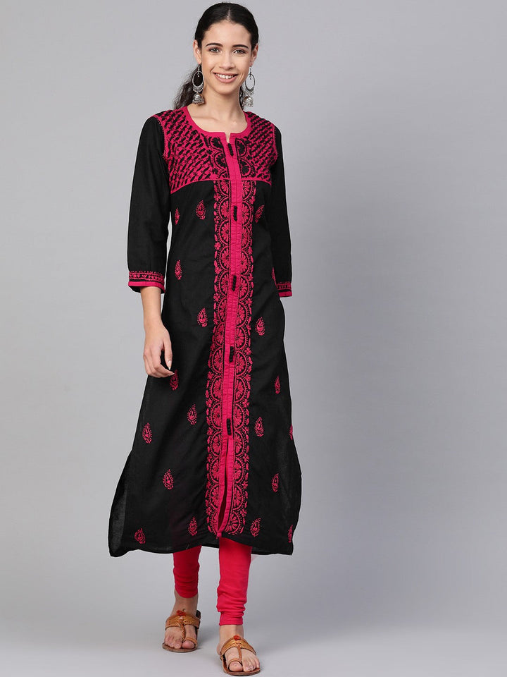 Black-Cotton-Lucknowi-Chikan-Kurta