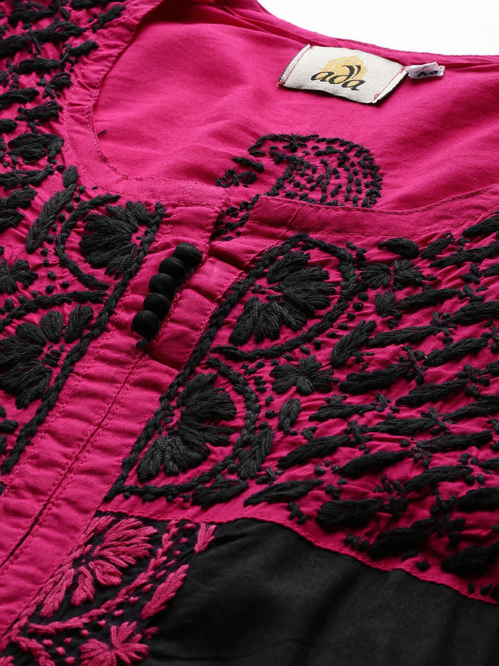 Black-Cotton-Lucknowi-Chikan-Kurta