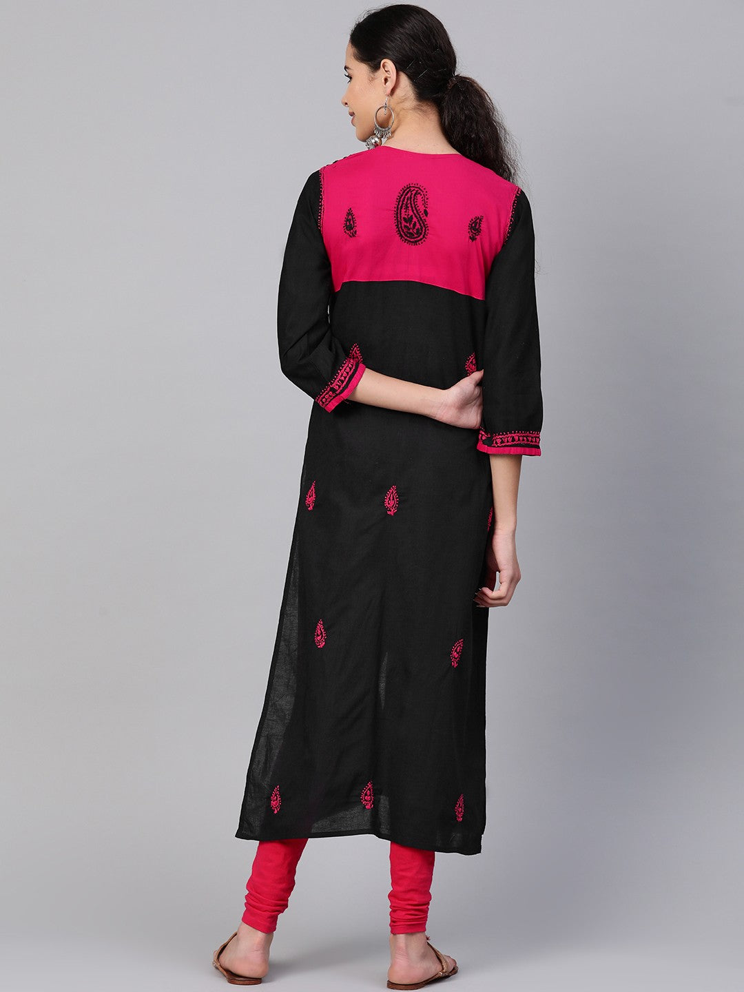 Black-Cotton-Lucknowi-Chikan-Kurta