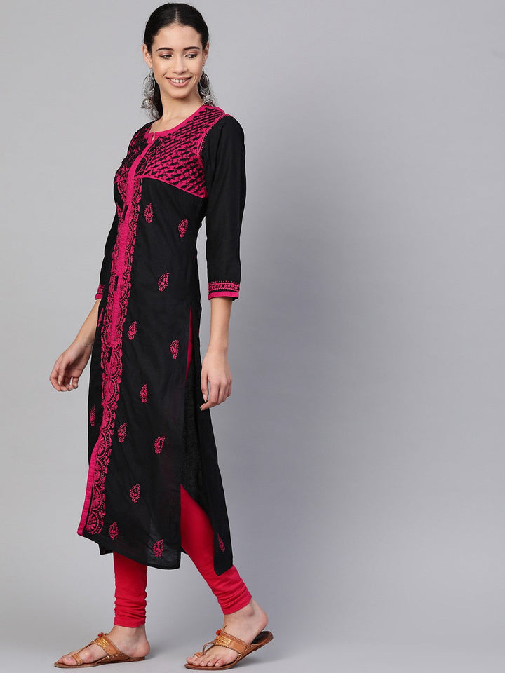 Black-Cotton-Lucknowi-Chikan-Kurta