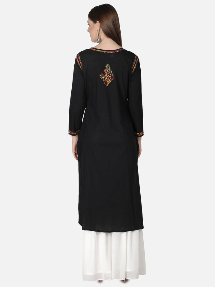 Black-Cotton-Lucknowi-Chikan-Kurti