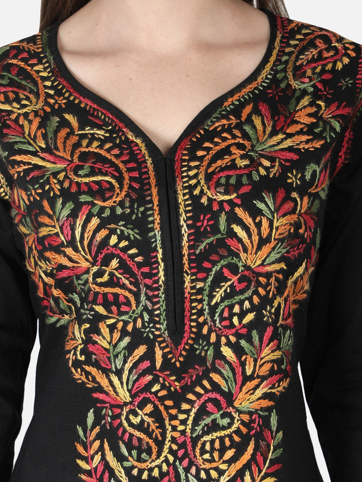 Black-Cotton-Lucknowi-Chikan-Kurti