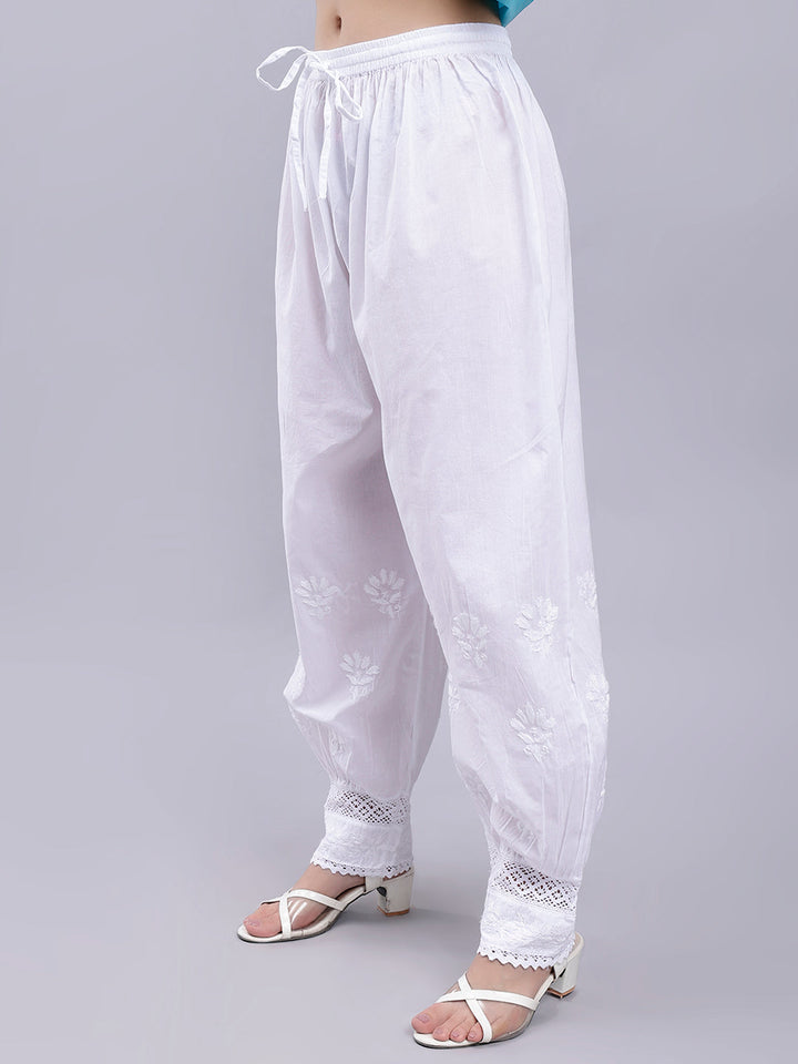 Black Cotton Lucknowi Chikankari Kurta With Palazzo Set