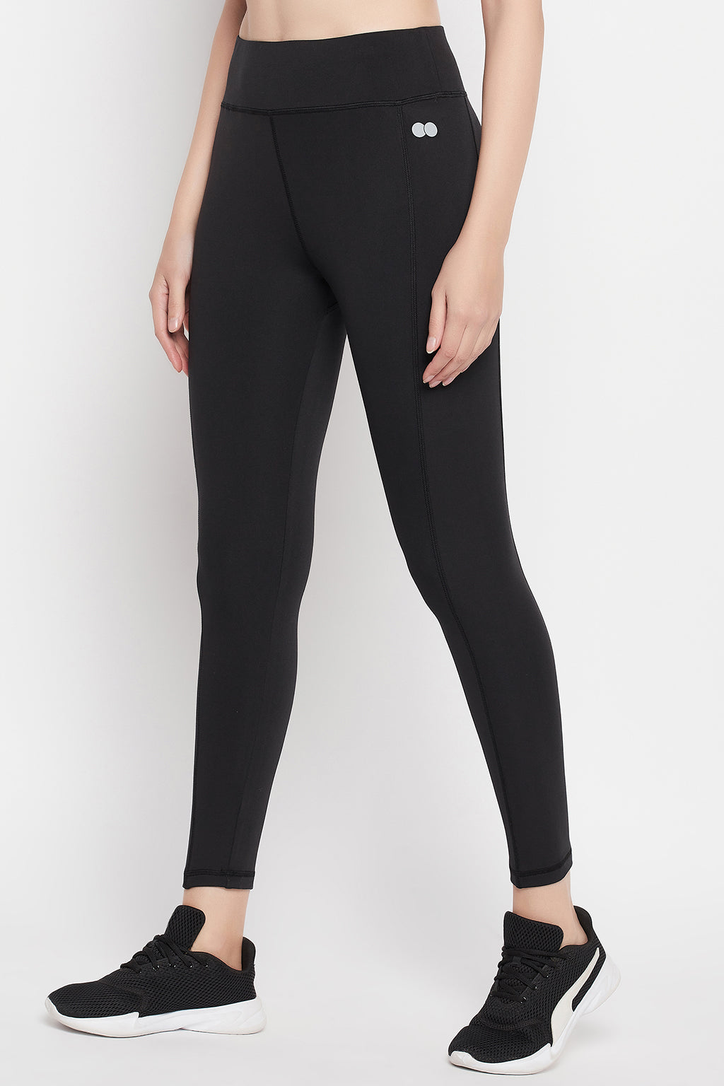 Black High-Rise Active Tights with 2 Side Pockets