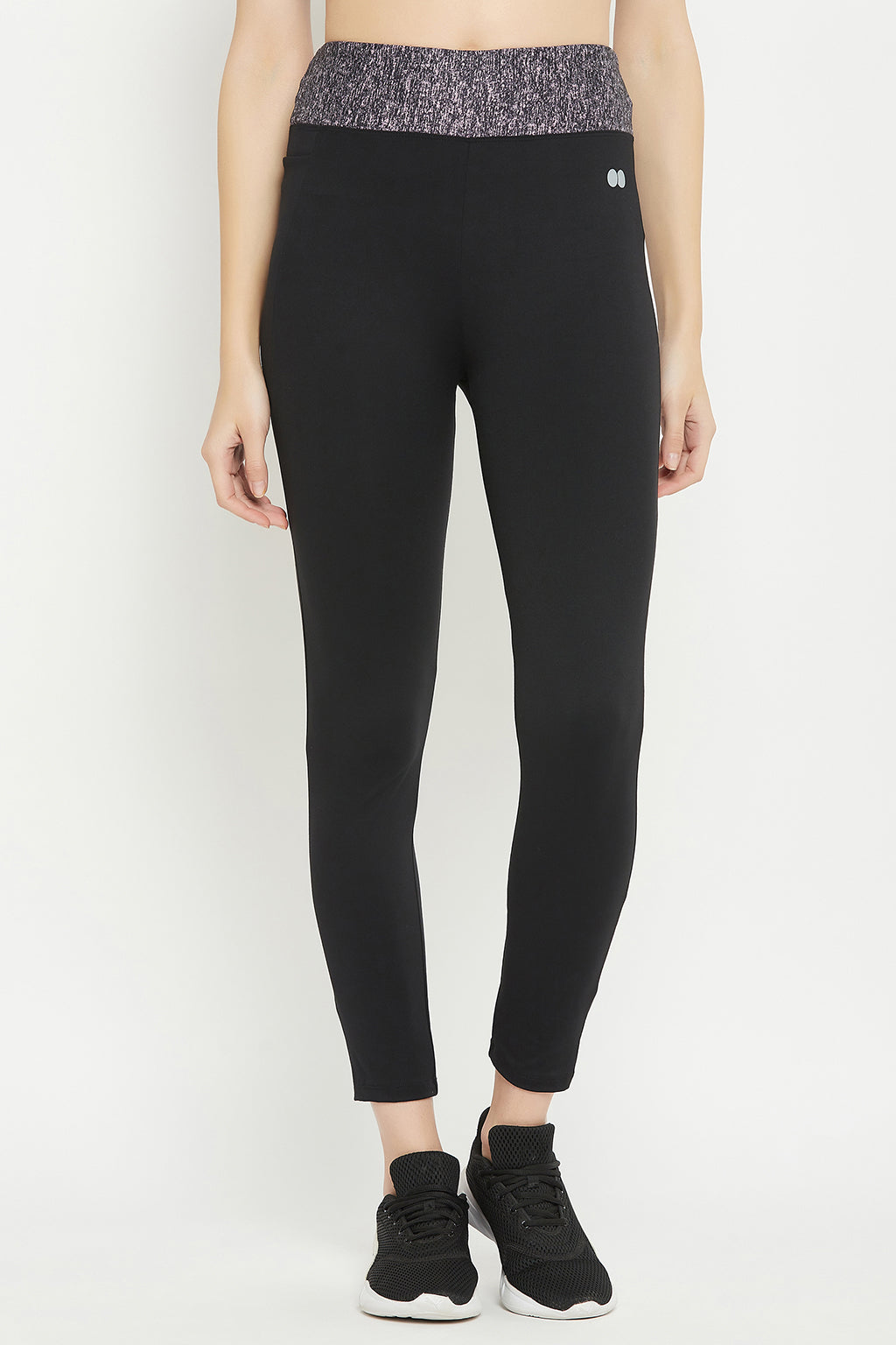 Black High-Rise Active Tights with Side Pocket