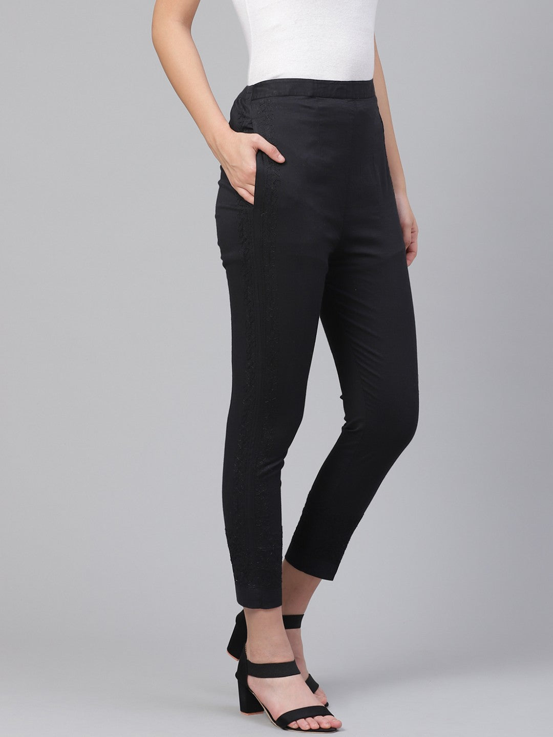 Black-Lucknow-Chikankari-Sustainable-Trousers