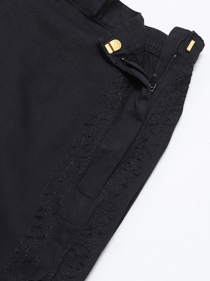 Black-Lucknow-Chikankari-Sustainable-Trousers