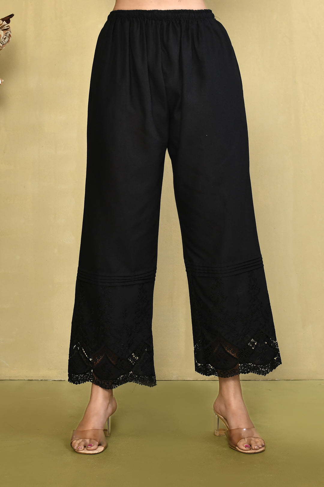 ZERESOUQ-Black-Straight-Pant-With-Embrodoidered-Lace-Cutwork