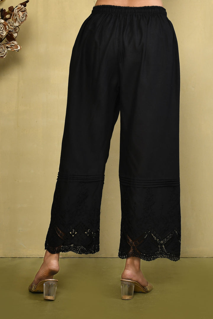 ZERESOUQ-Black-Straight-Pant-With-Embrodoidered-Lace-Cutwork