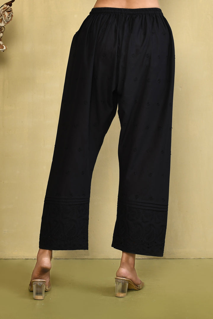 ZERESOUQ-Black-Straight-Pant-With-Embroidered-Schiffli-Cutwork