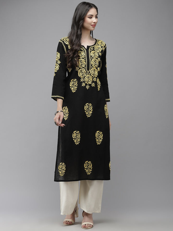 Black-Cotton-Lucknow-Chikankari-Kurta