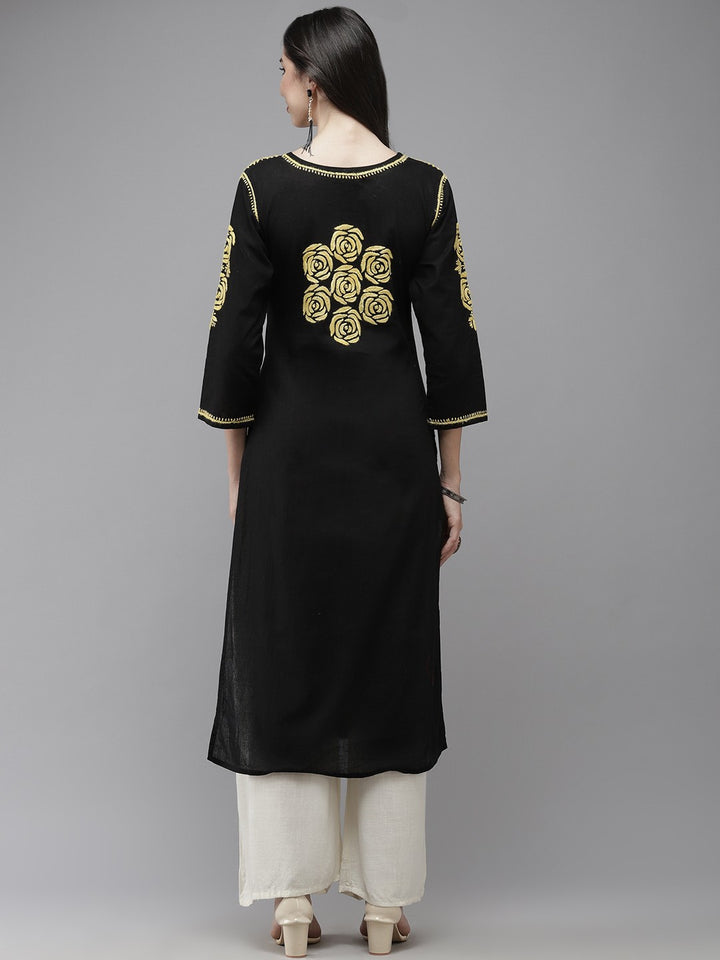Black-Cotton-Lucknow-Chikankari-Kurta